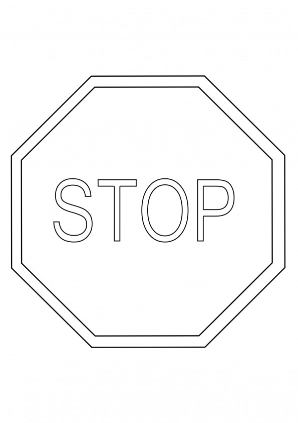 Stop Sign ingyenesen nyomtatható színezéshez szórakozás és tanulás céljából