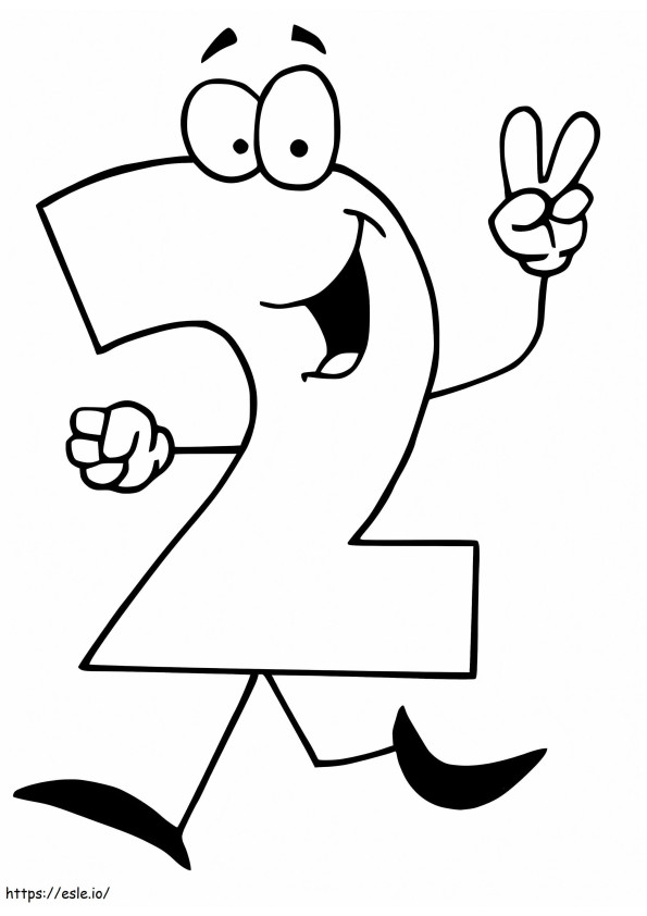 Number 2 Running coloring page