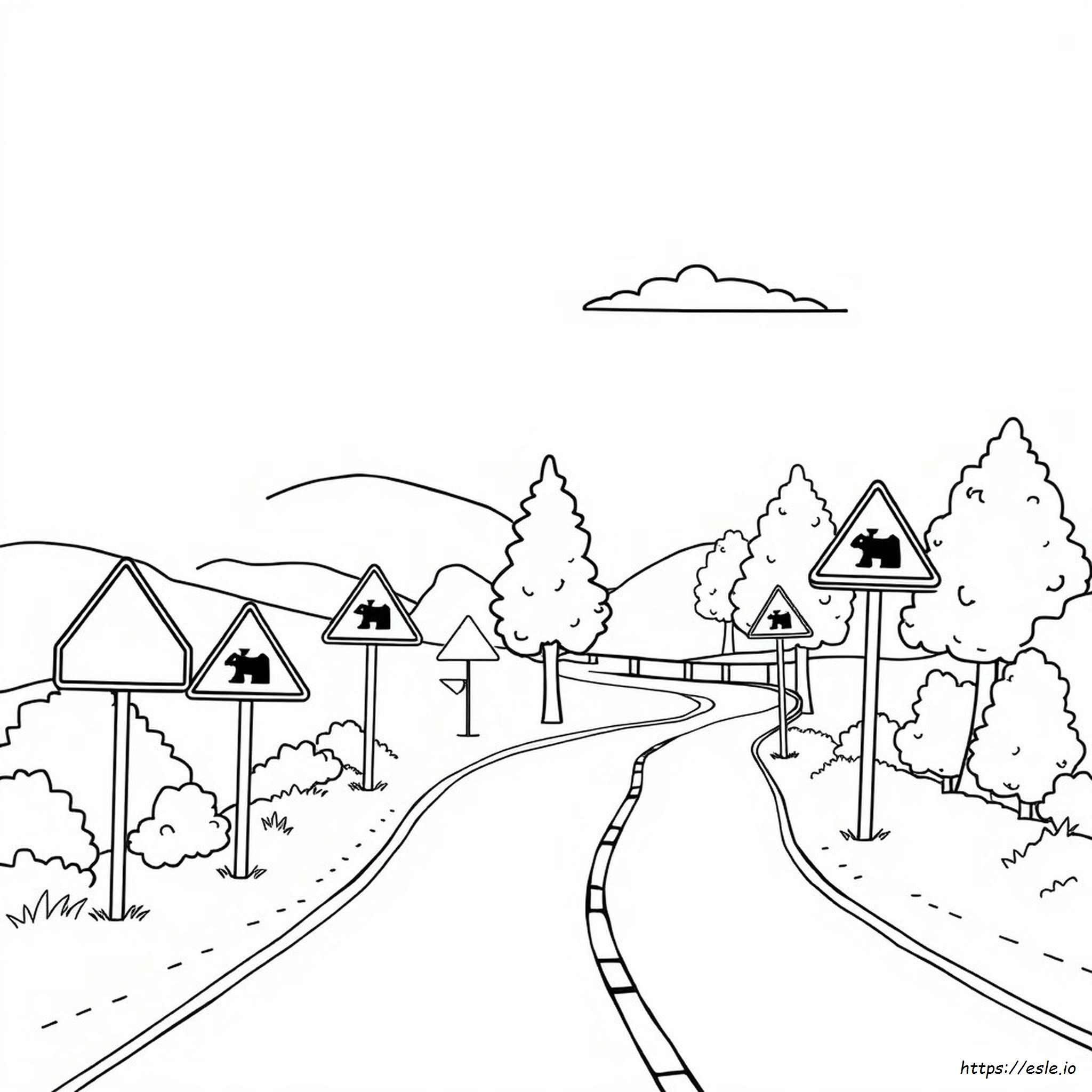 Road Signs Coloring Pages