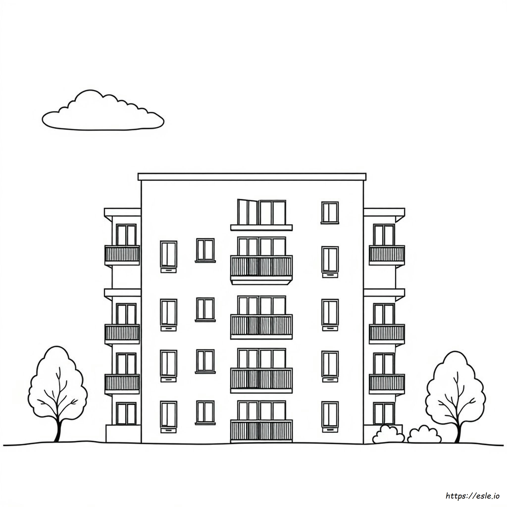 Apartment Building Coloring Page