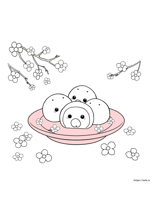 Kawaii Mochi Värityskuvia