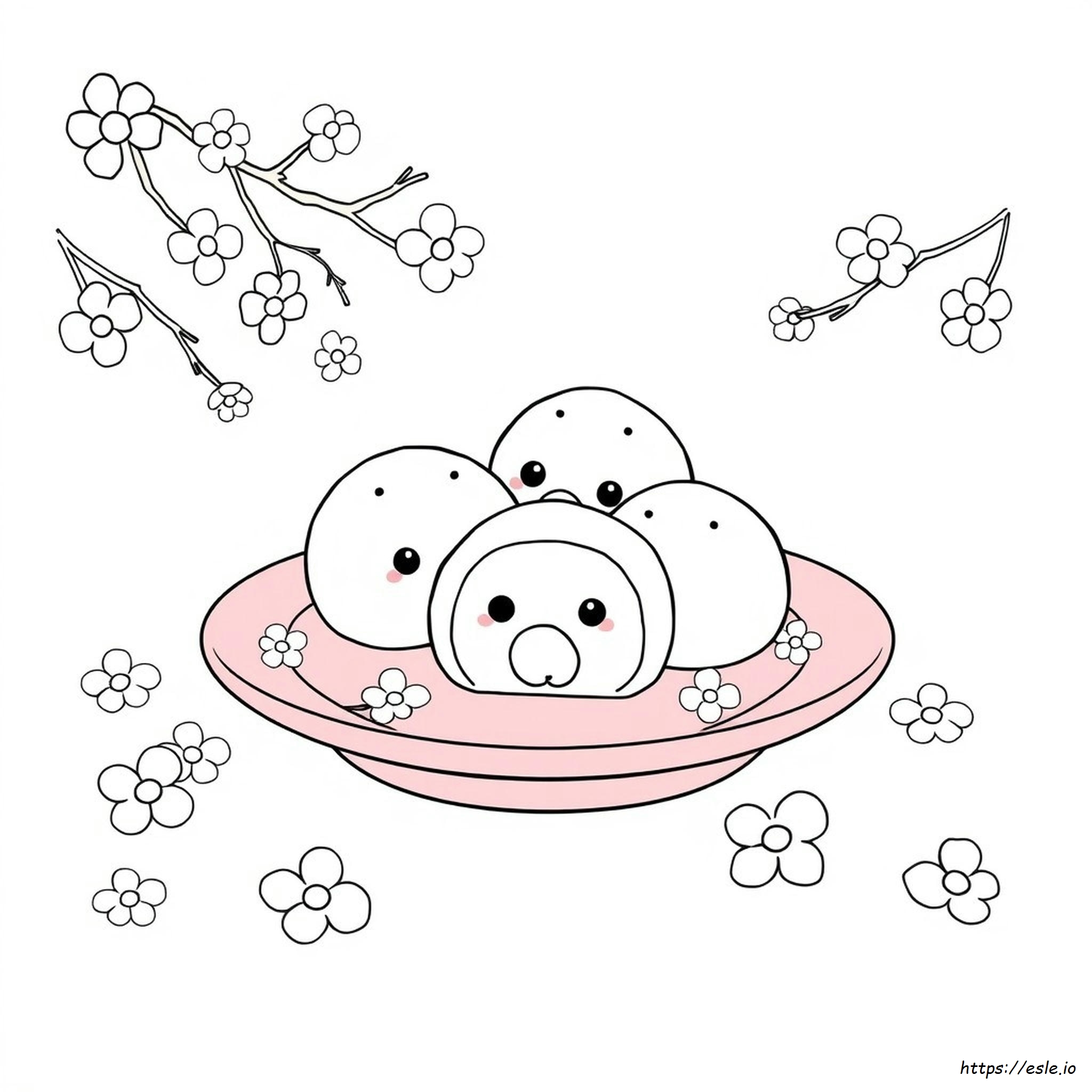 Kawaii Mochi Coloring Pages