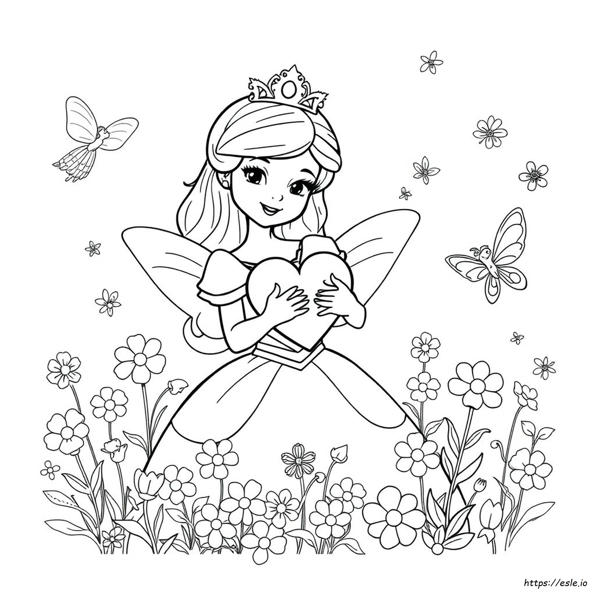 Princess Heart Coloring Page