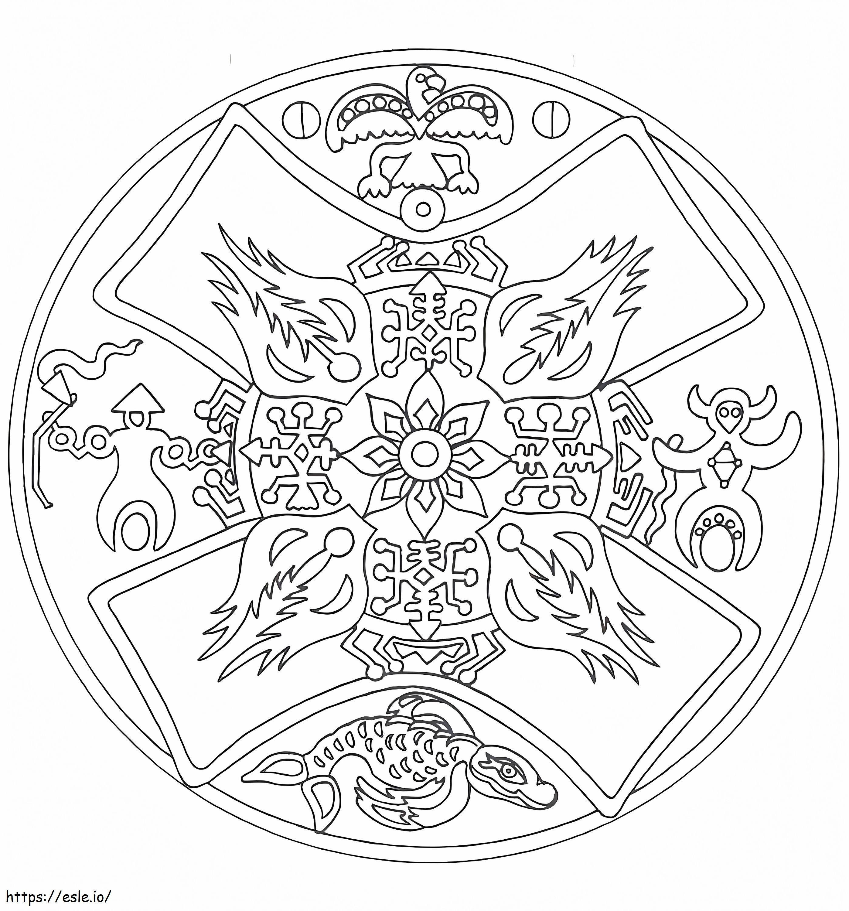Coloriage Mandala amérindien 1 à imprimer dessin