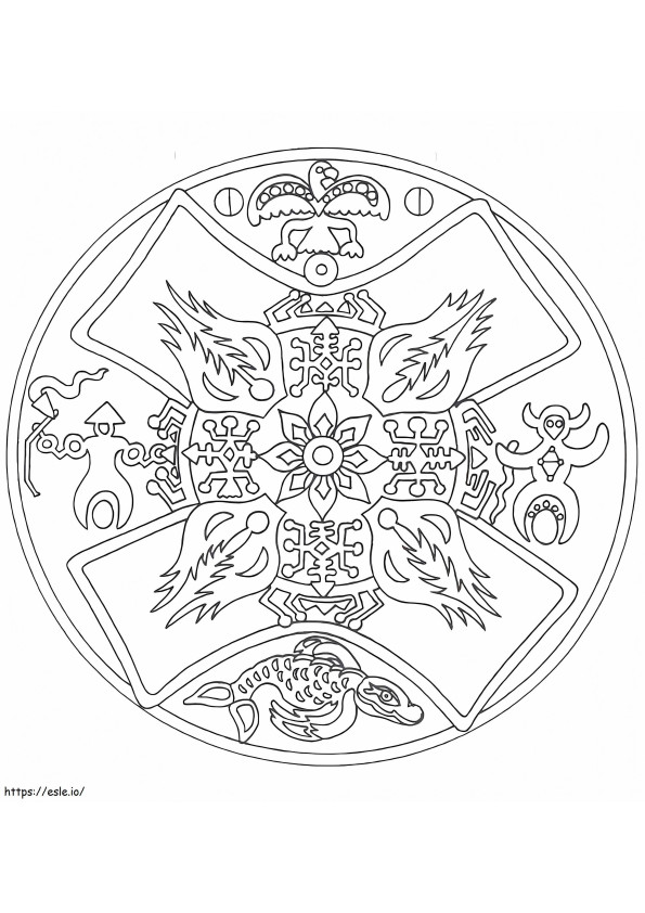 Coloriage Mandala amérindien 1 à imprimer dessin