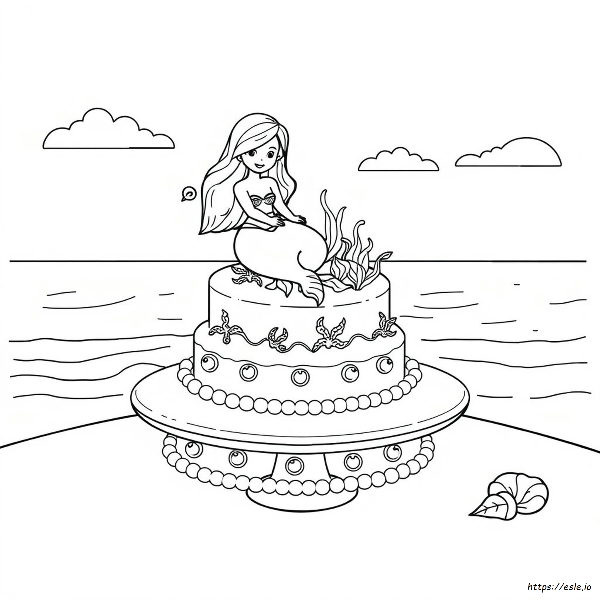 Mermaid Cake Coloring Pages