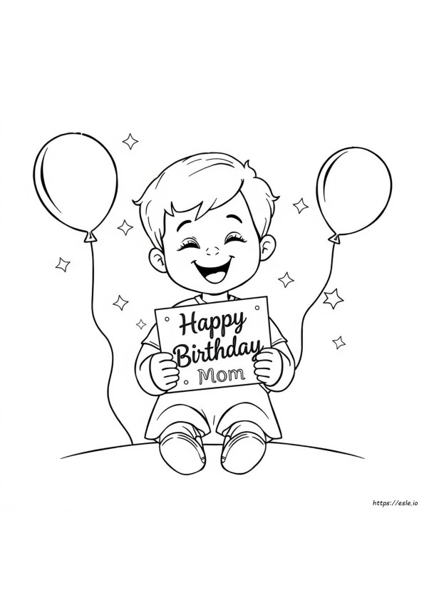 Happy Birthday Mom Printable Coloring Cards