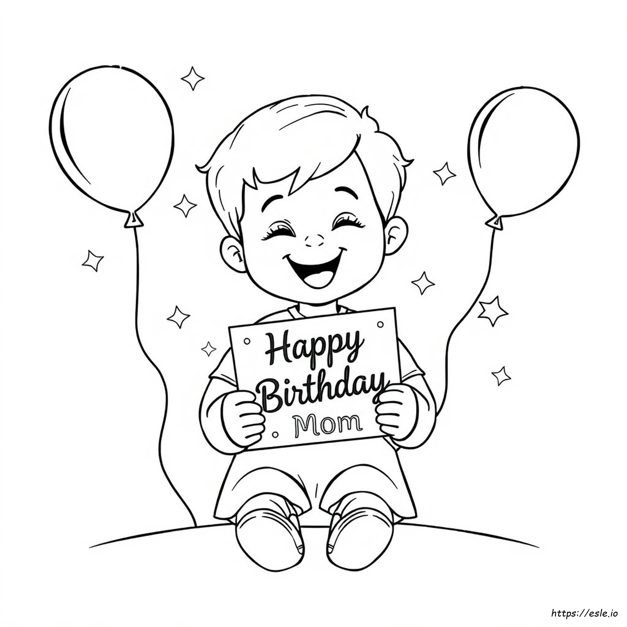 Happy Birthday Mom Printable Coloring Cards