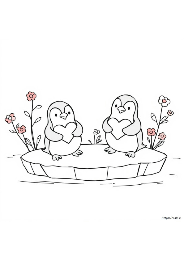 Penguin Valentine Gambar Mewarnai