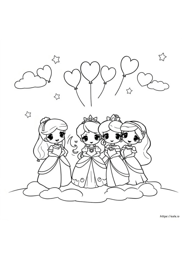 Kawaii Chibi Disney Prinsessa Värityskuvat
