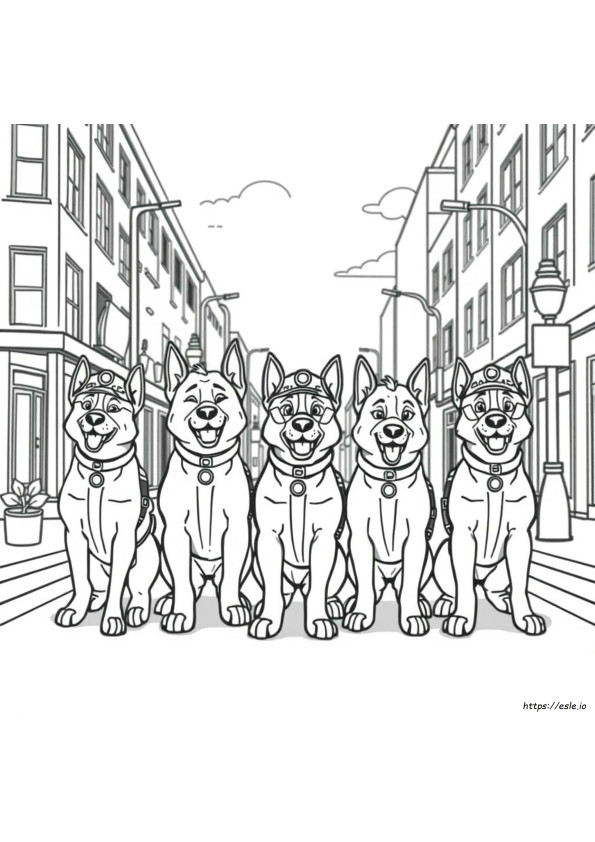 Dog Squad Colouring Pages