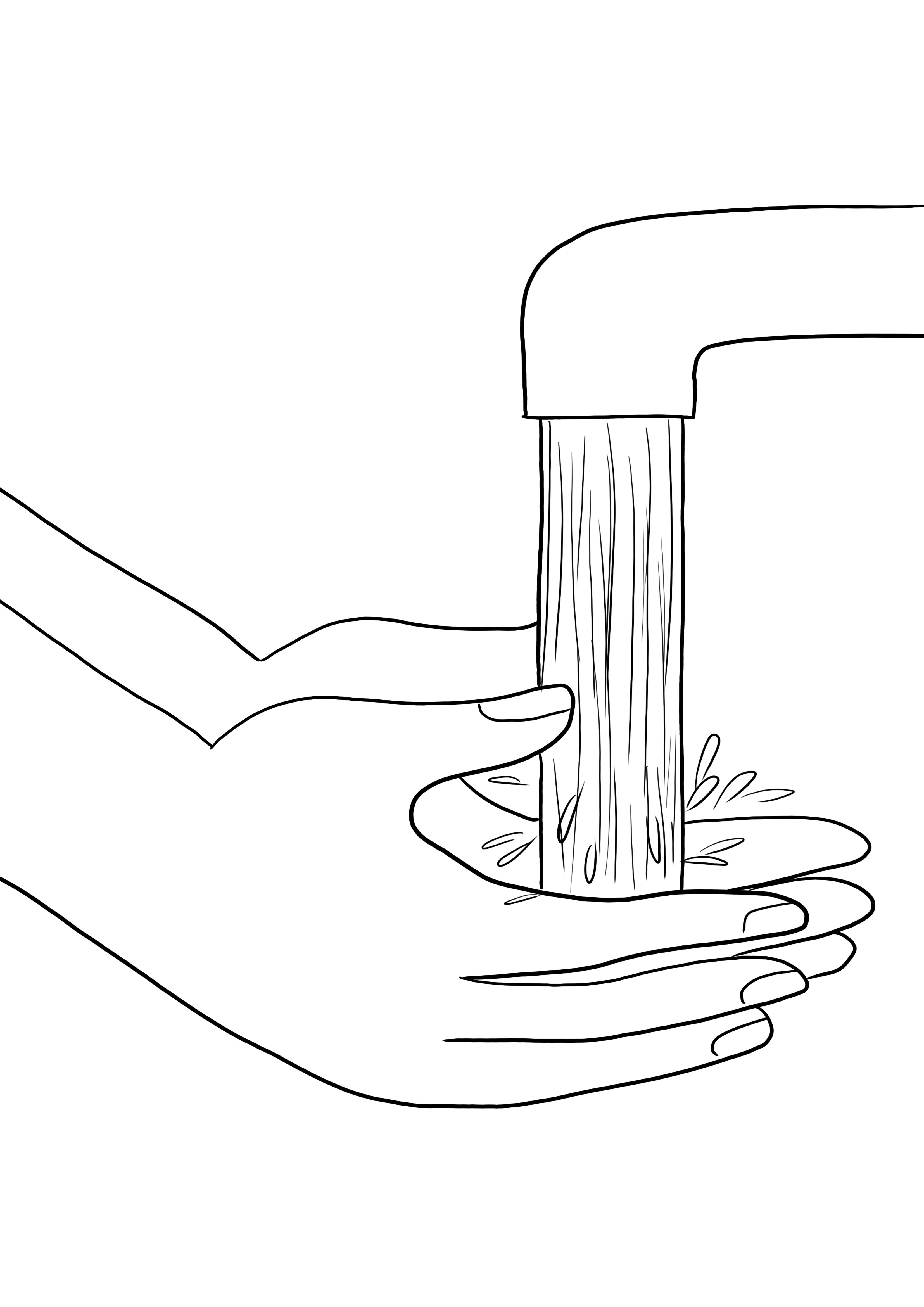 Simple Hand Washing coloring and free printing image-great way to learn about hygiene