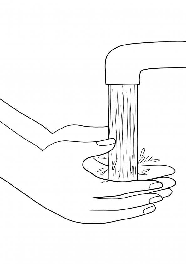 Simple Hand Washing coloring and free printing image-great way to learn about hygiene