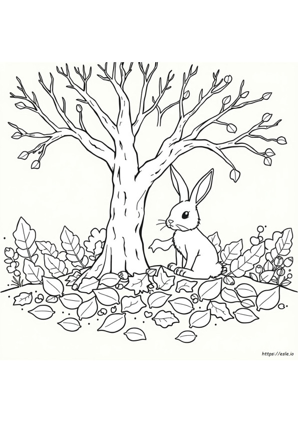 Fall Bunny Coloring Page
