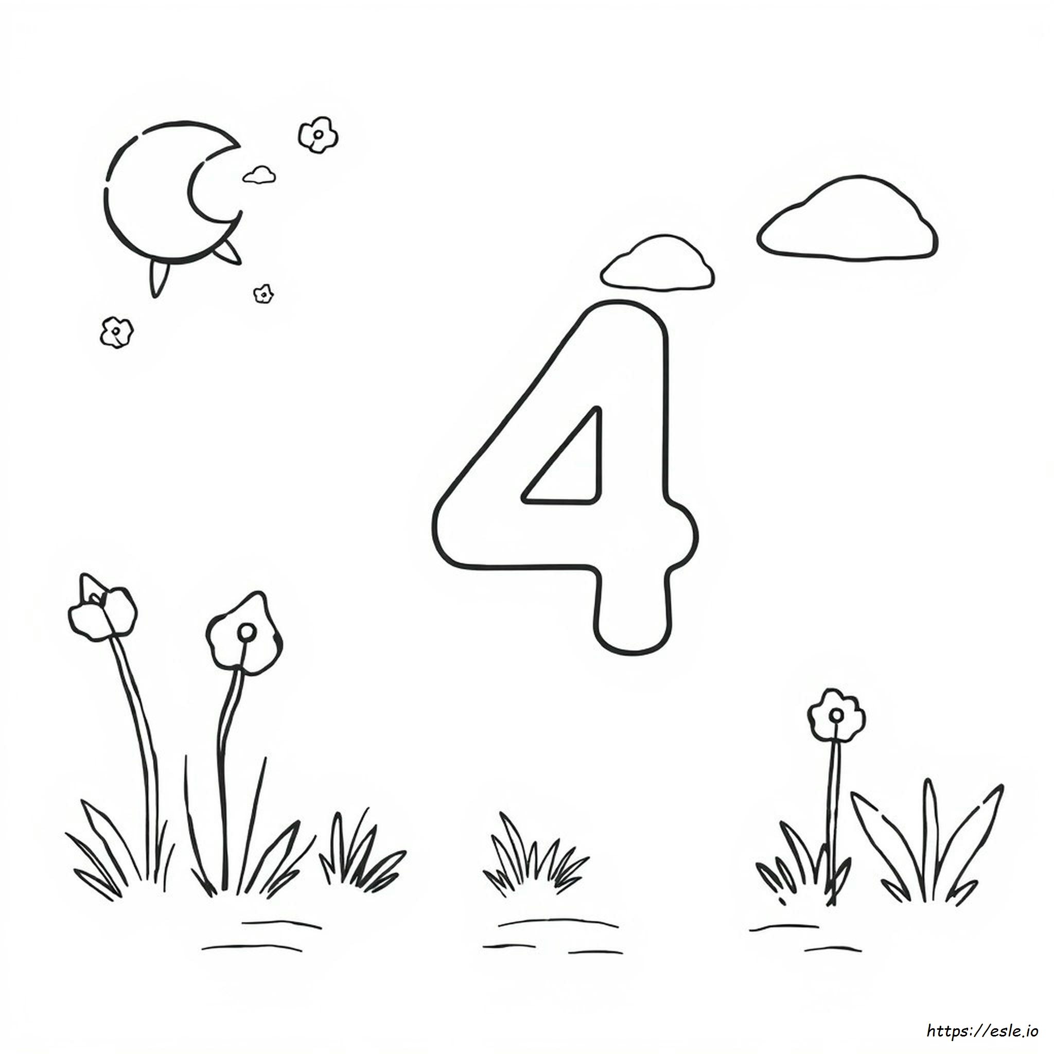 Stencil Number 4 Coloring Page