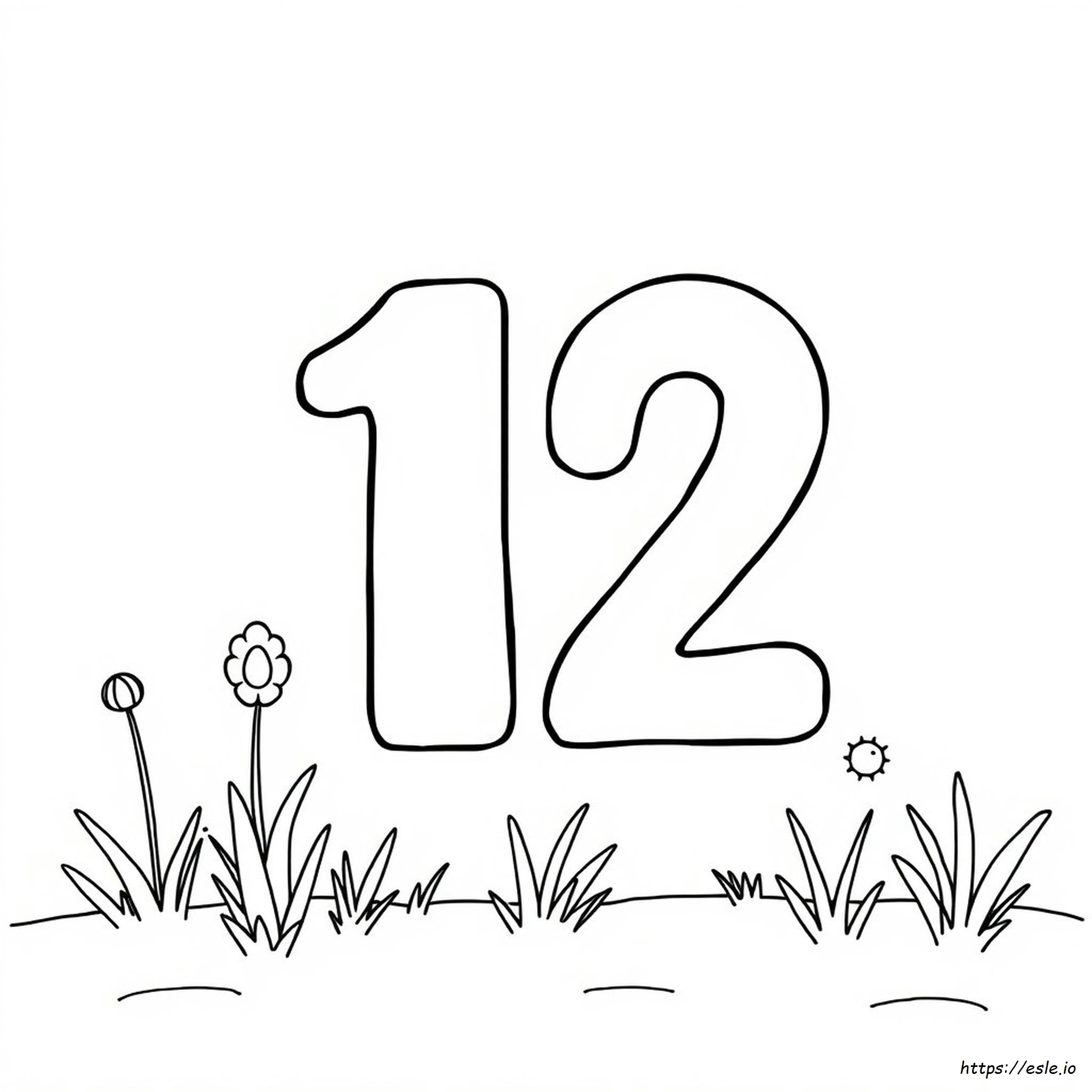 Large Number 12 Coloring Page