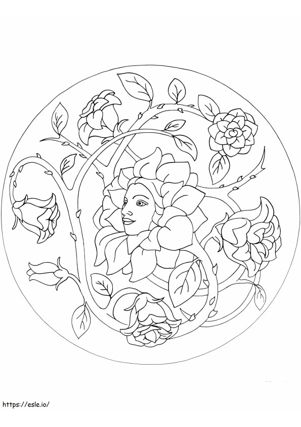 Mandala cu flori 2 de colorat