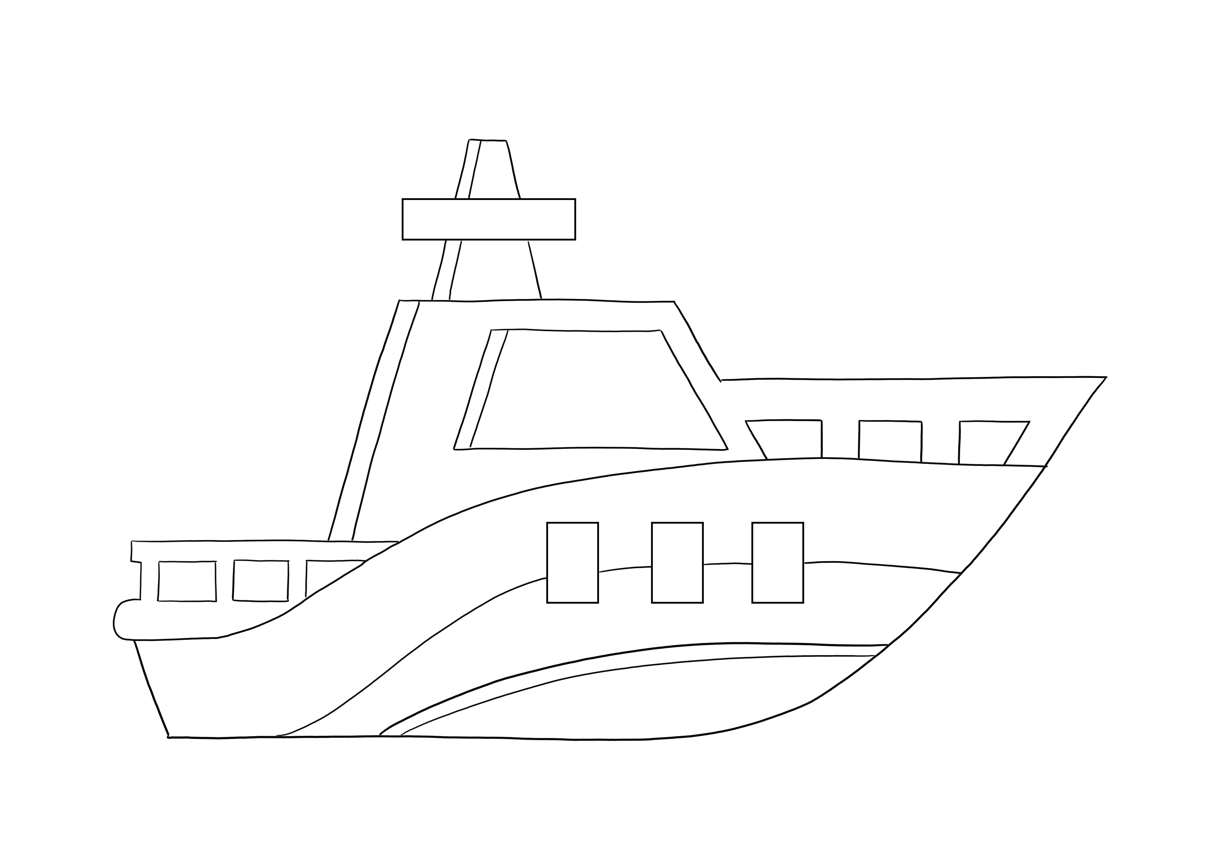 Colorare ușoară a unei barci cu motor, fără a descărca sau imprima imaginea pentru copii
