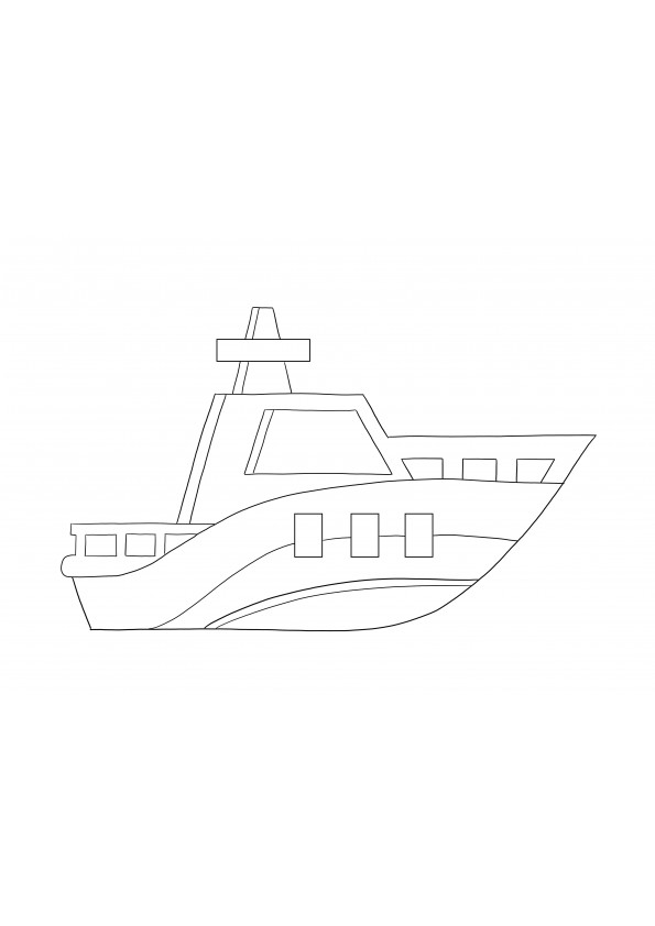 Coloriage facile d'un bateau à moteur - image gratuite à télécharger ou à imprimer pour les enfants