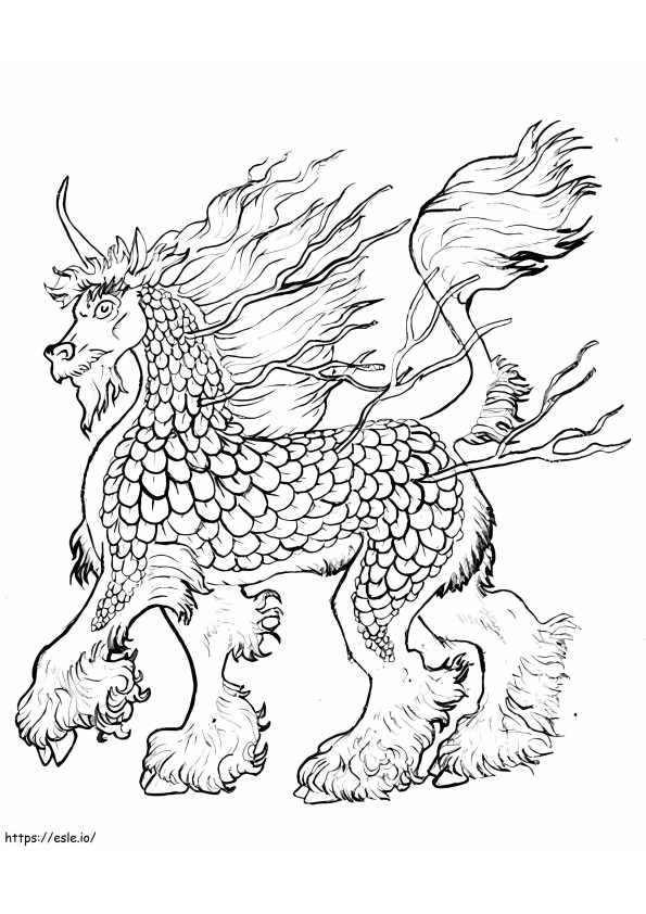 Chinese Unicorn Qilin A4 coloring page