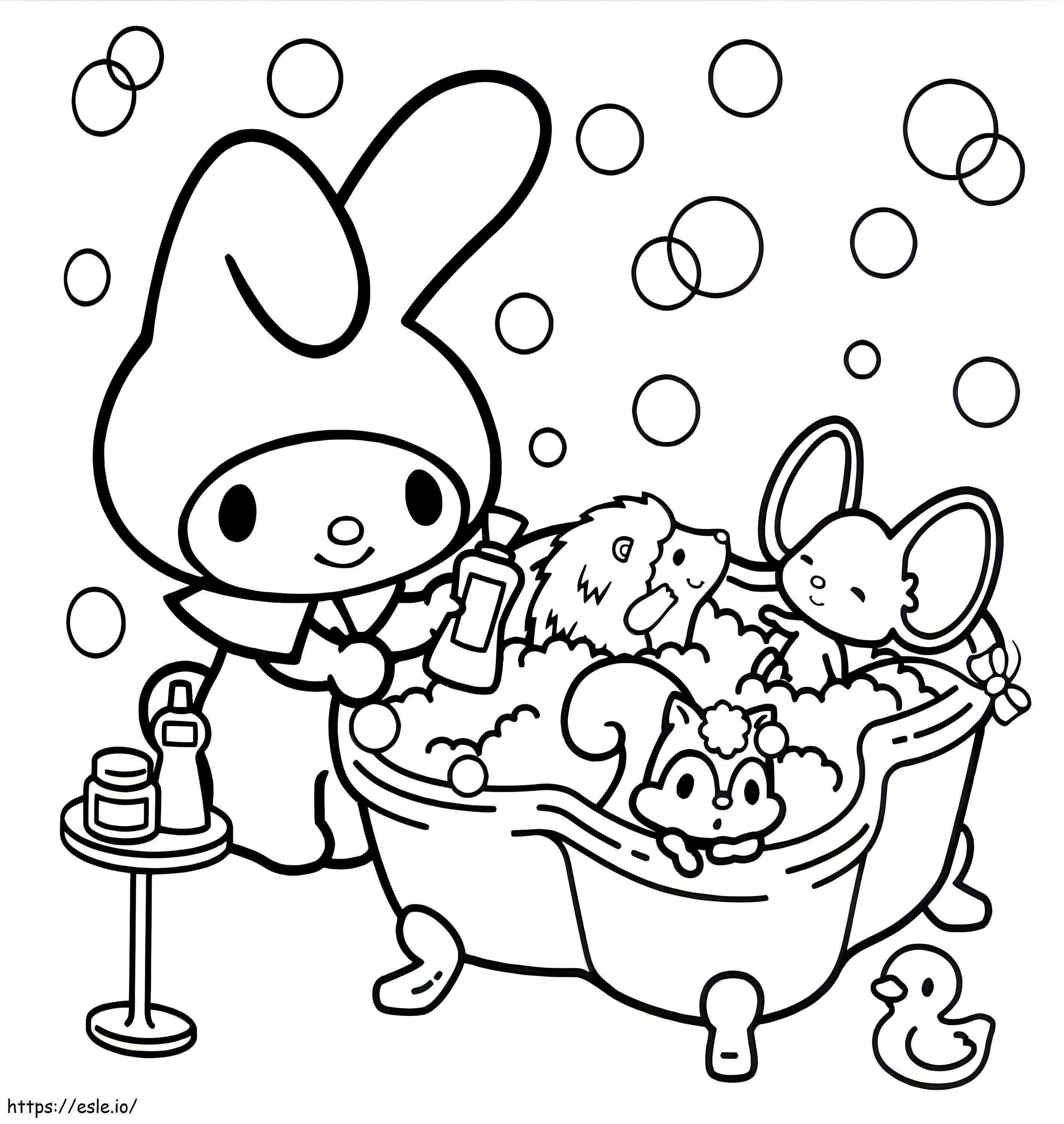 My Melody In Bathroom coloring page