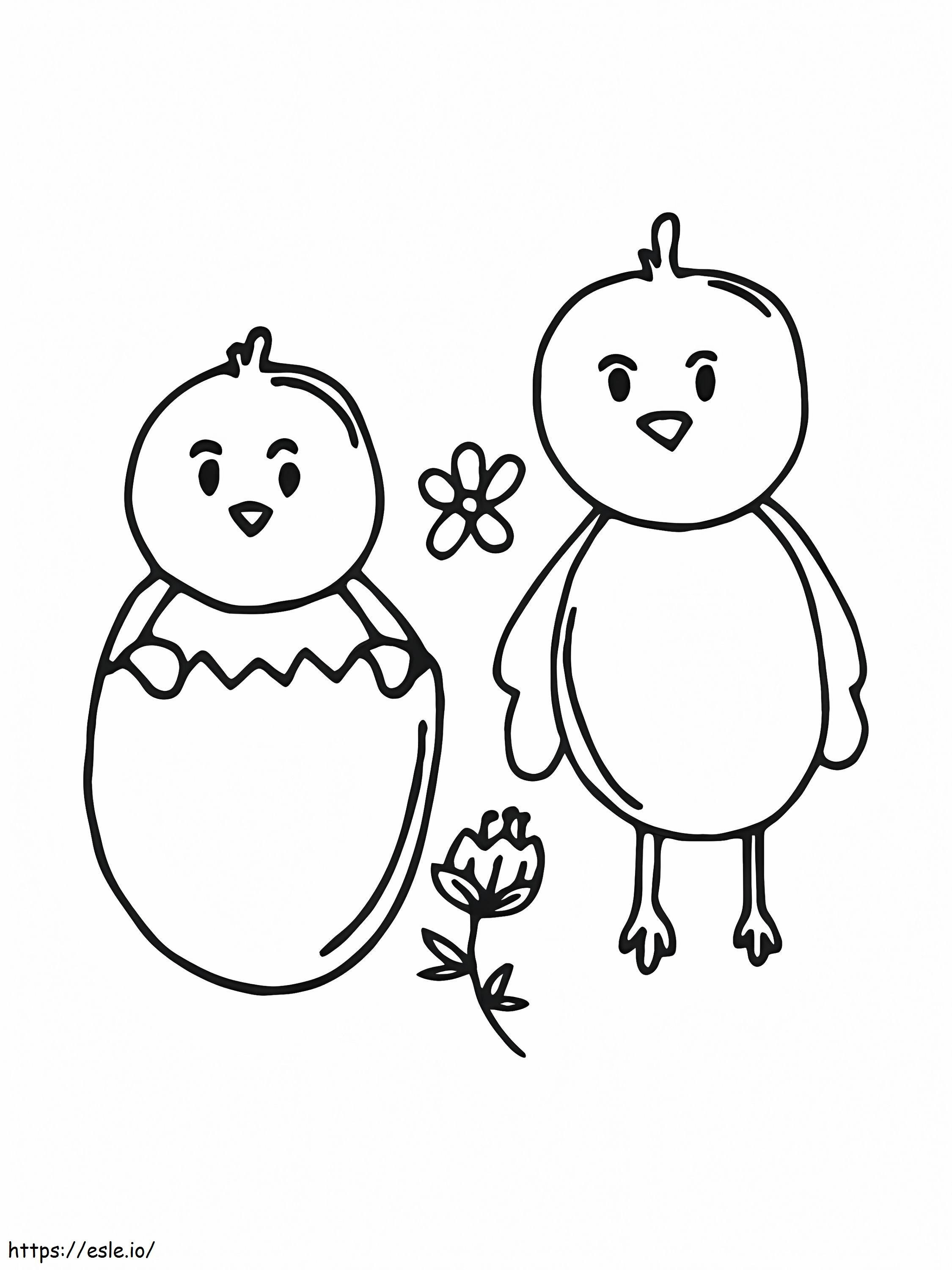 İki Sevimli Paskalya Civciv boyama