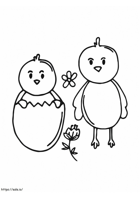 Two Cute Easter Chicks coloring page