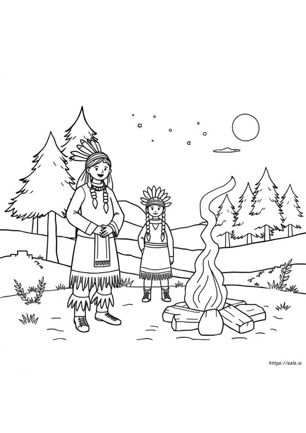 Pagini De Colorat Cu Îmbrăcăminte Nativ Americană