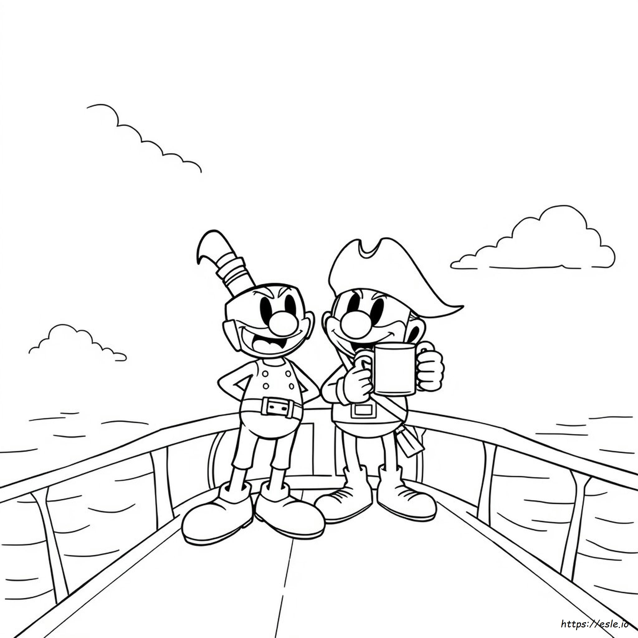 Cuphead And Mugman Coloring Page