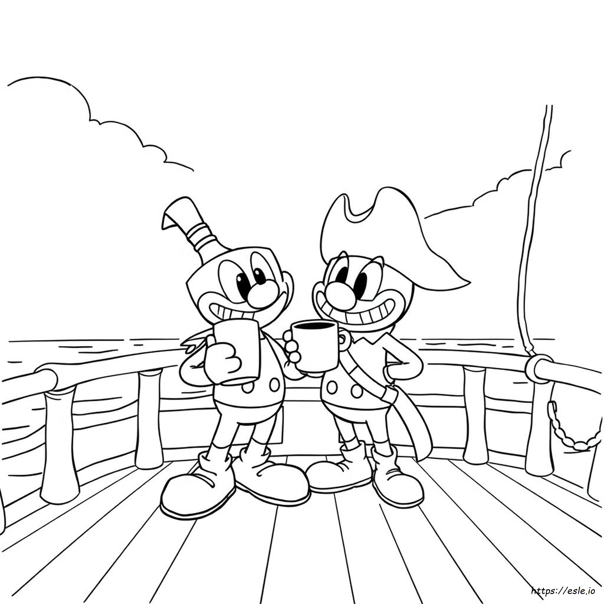 Cuphead And Mugman Colouring Pages