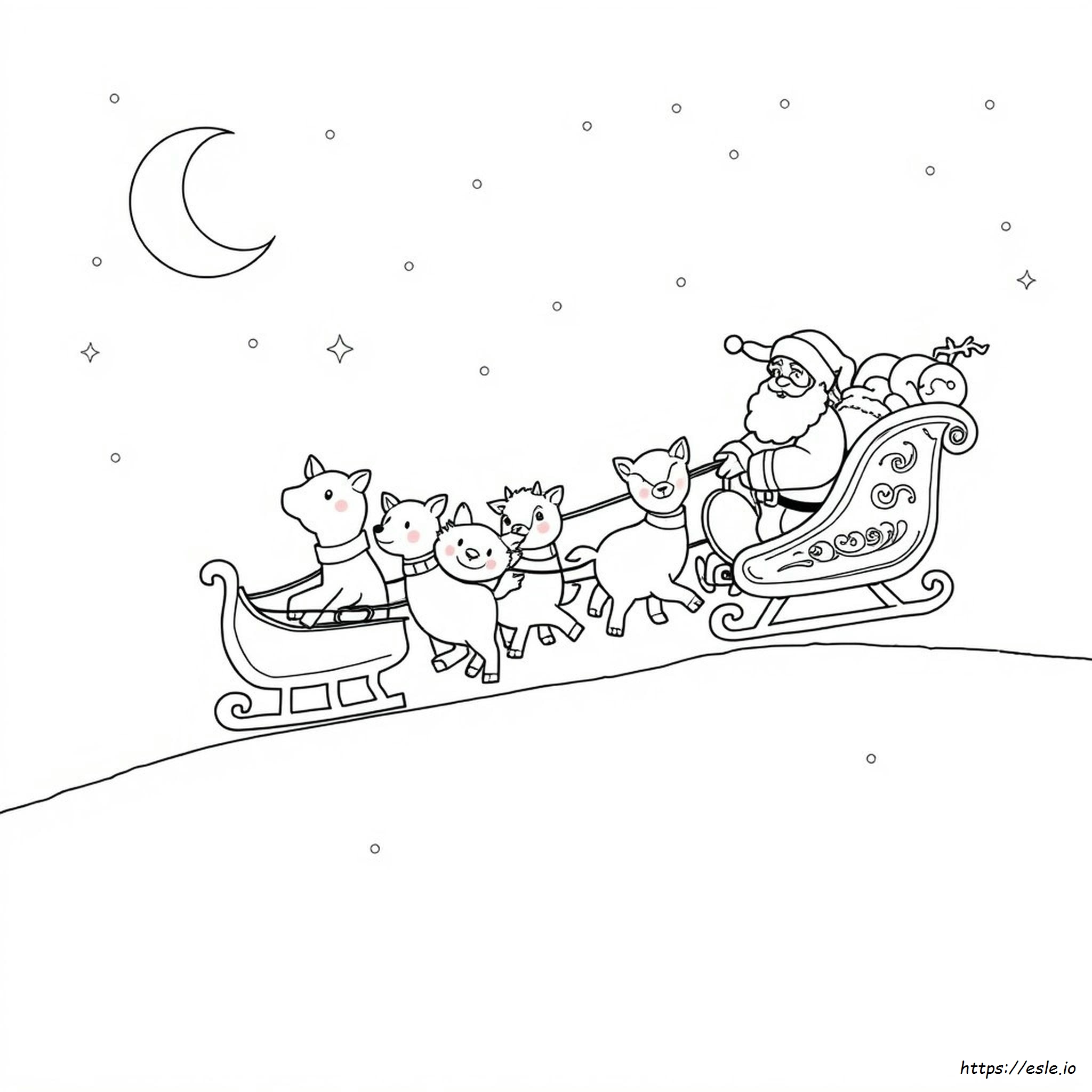 Santa And Sleigh Coloring Pages