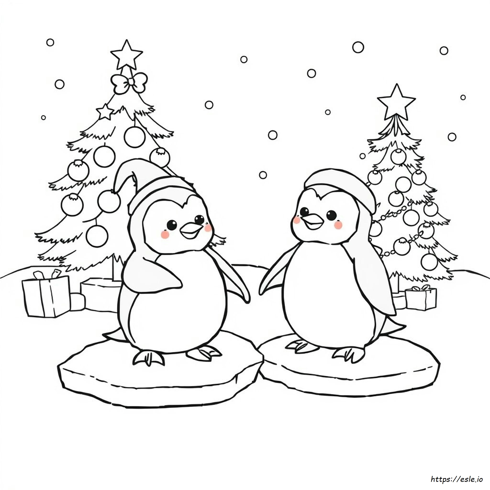 Cute Christmas Penguin Coloring Pages