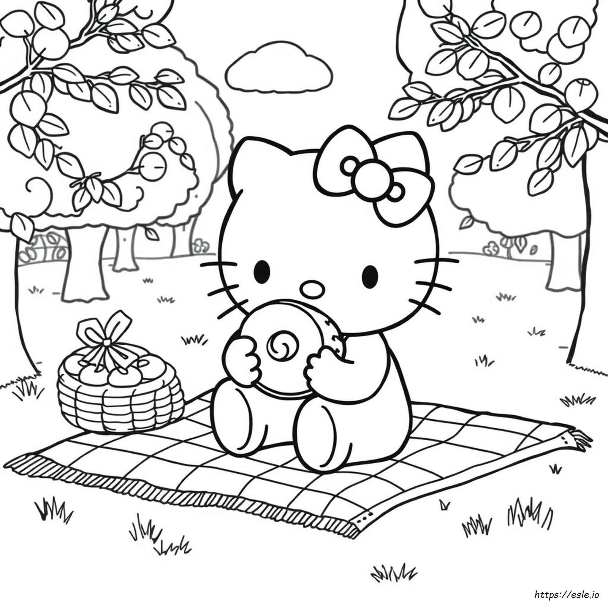 Cinnamon Roll Hello Kitty Coloring Page Printable