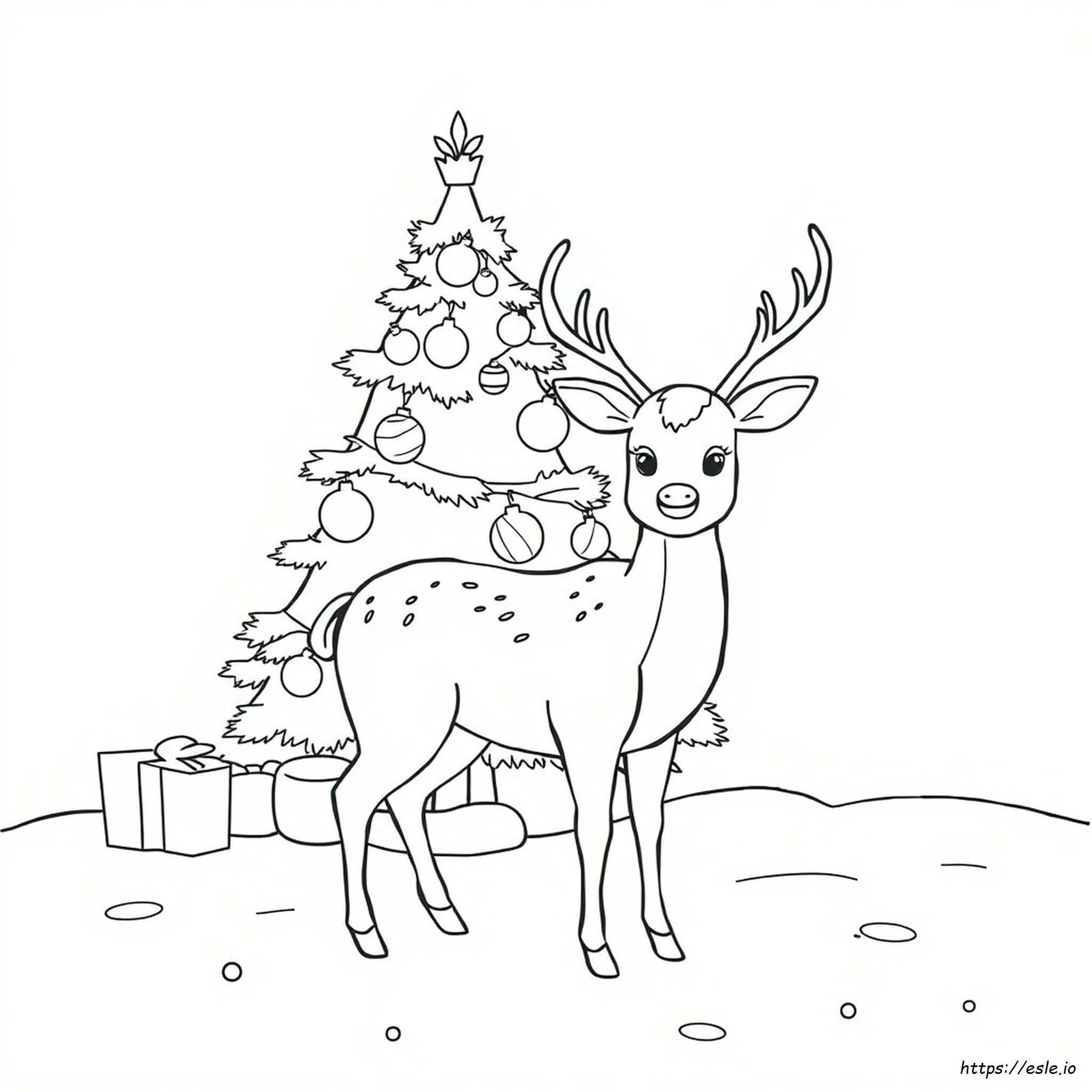 Christmas Deer Coloring