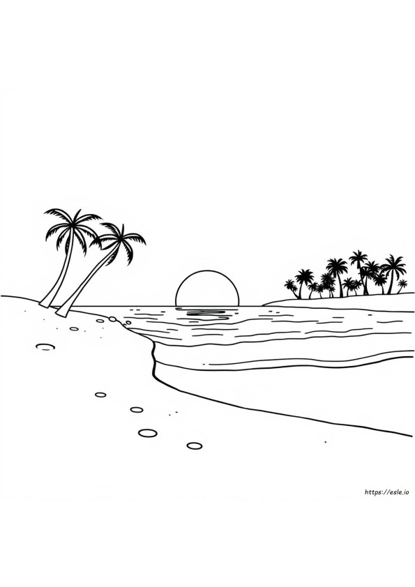 Beach Sunset Coloring Pages