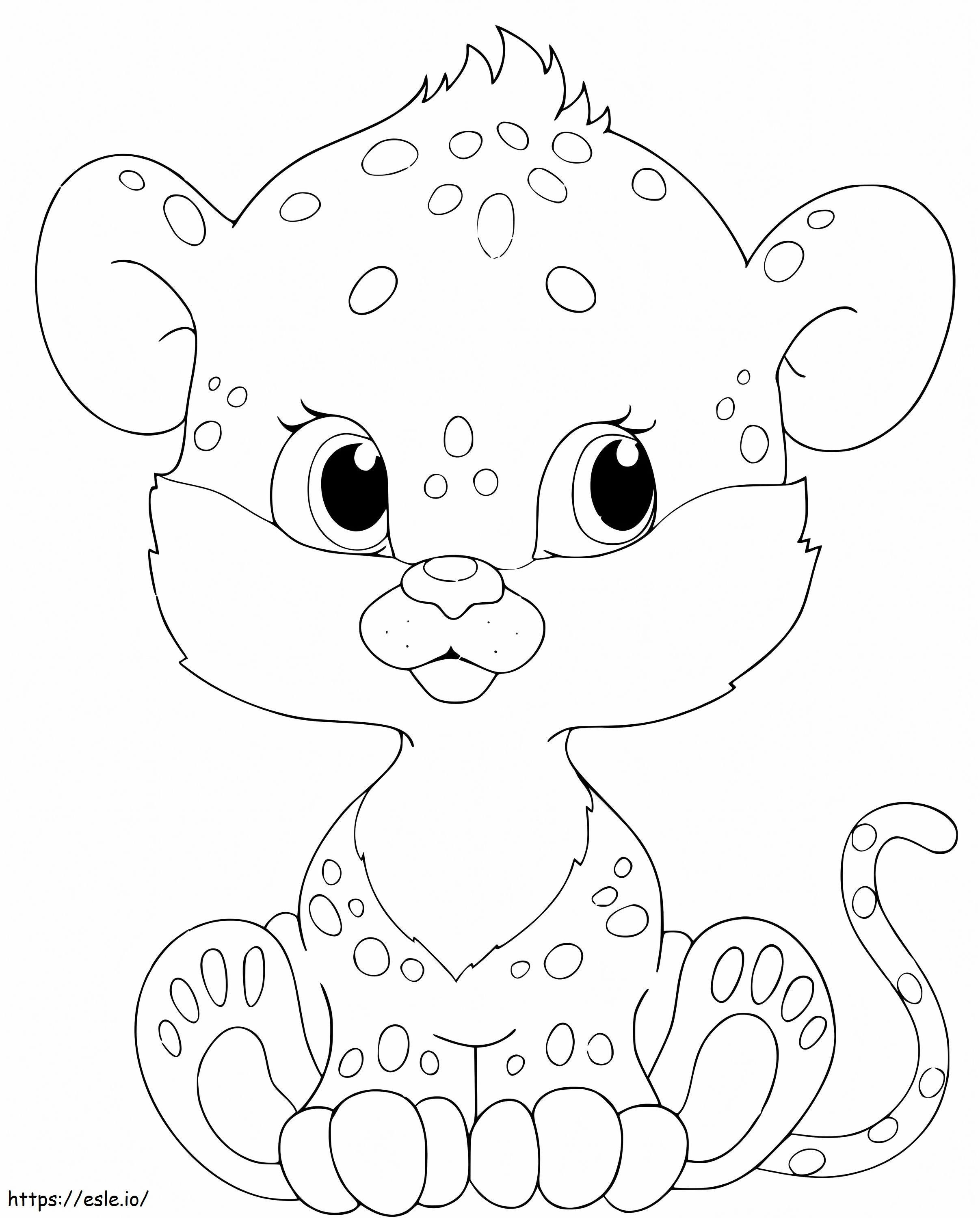 bebé leopardo sentado para colorear
