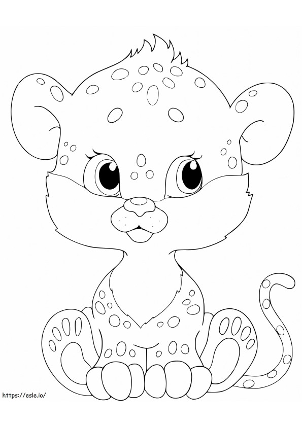 Coloriage bébé léopard assis à imprimer dessin