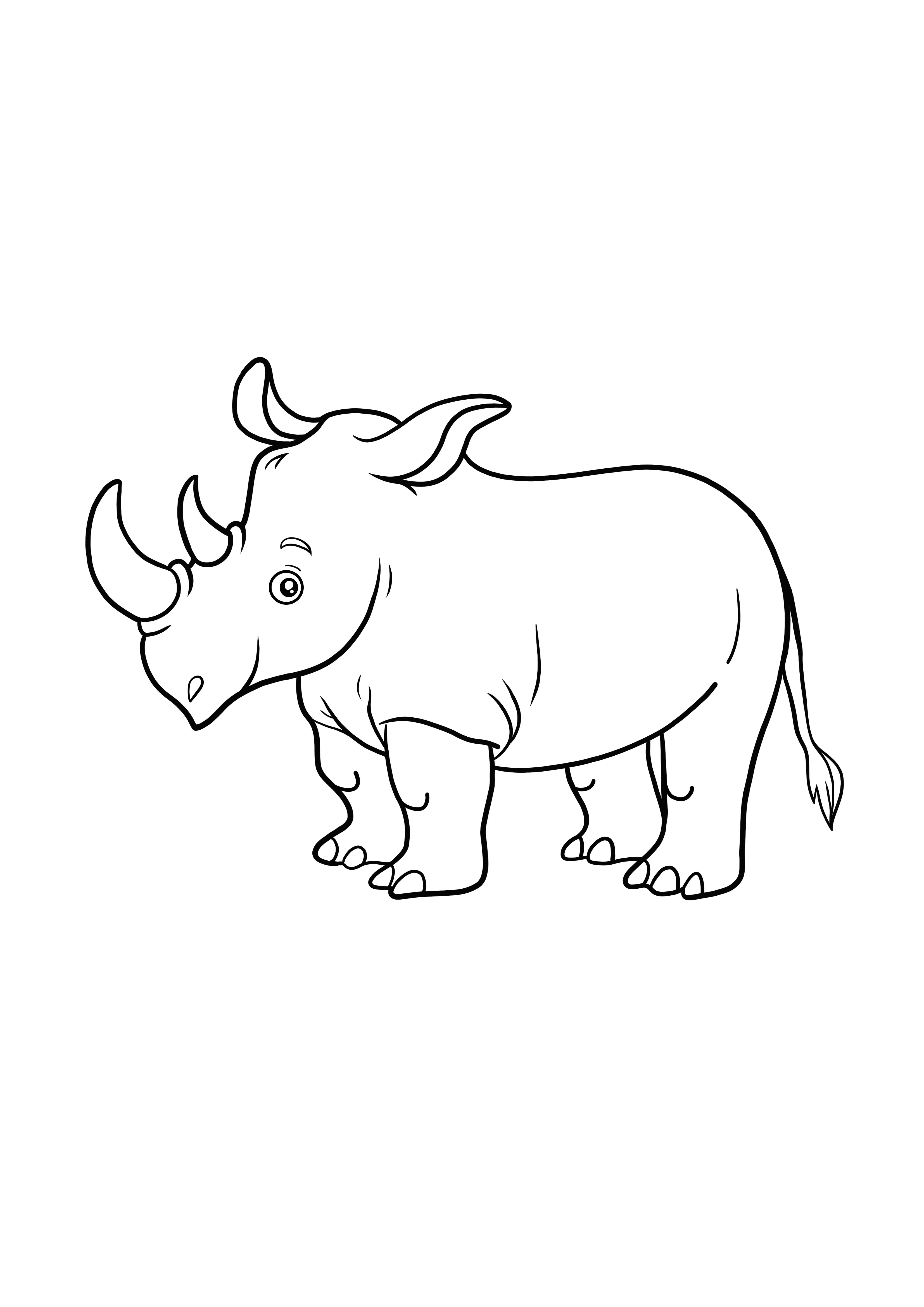 Colorat Rhino și pagină ușor de imprimat