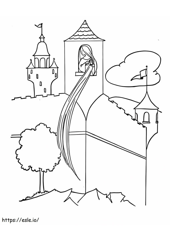 Rapunzel In The Castle coloring page