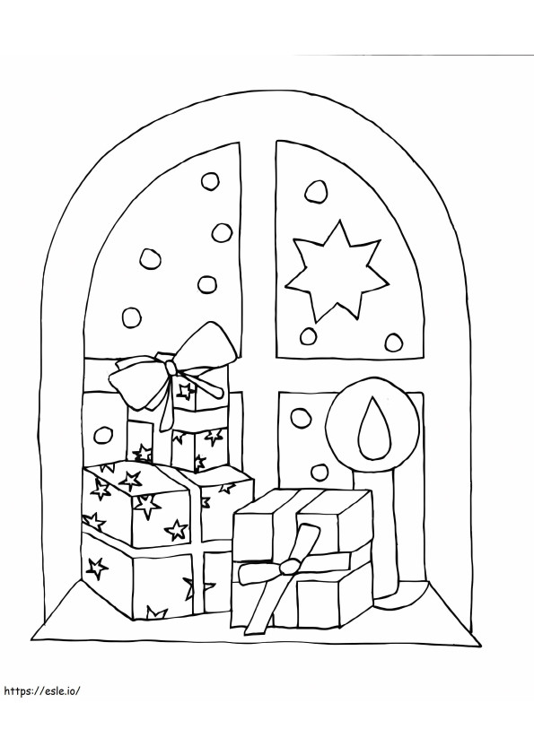 Christmas Gifts On Window coloring page