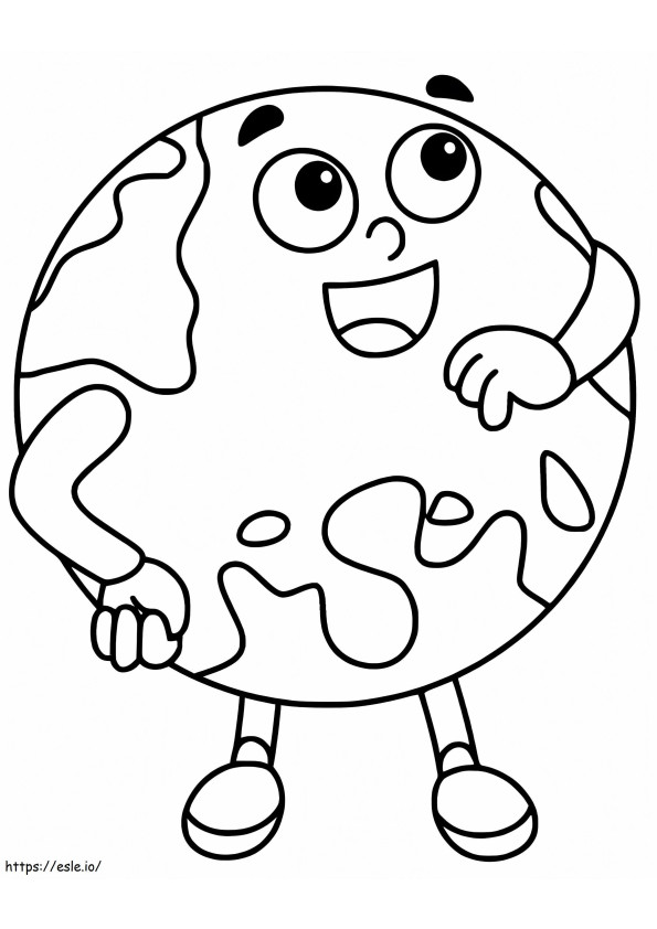 Green Cartoon Earth coloring page