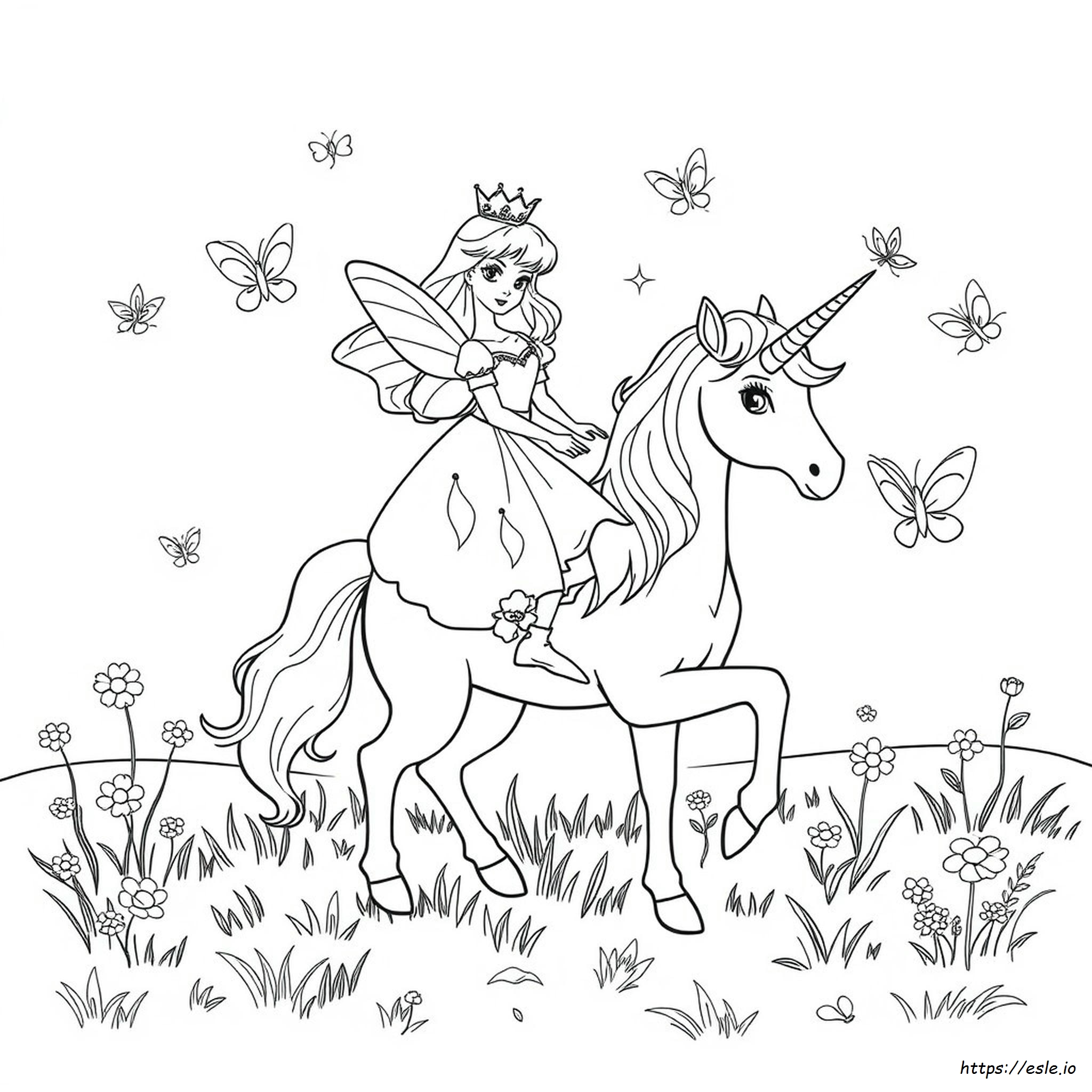 Unicorn Fairy Princess Coloring Pages