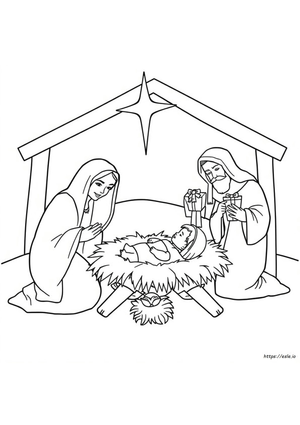 Nativity Scene Colouring Pictures