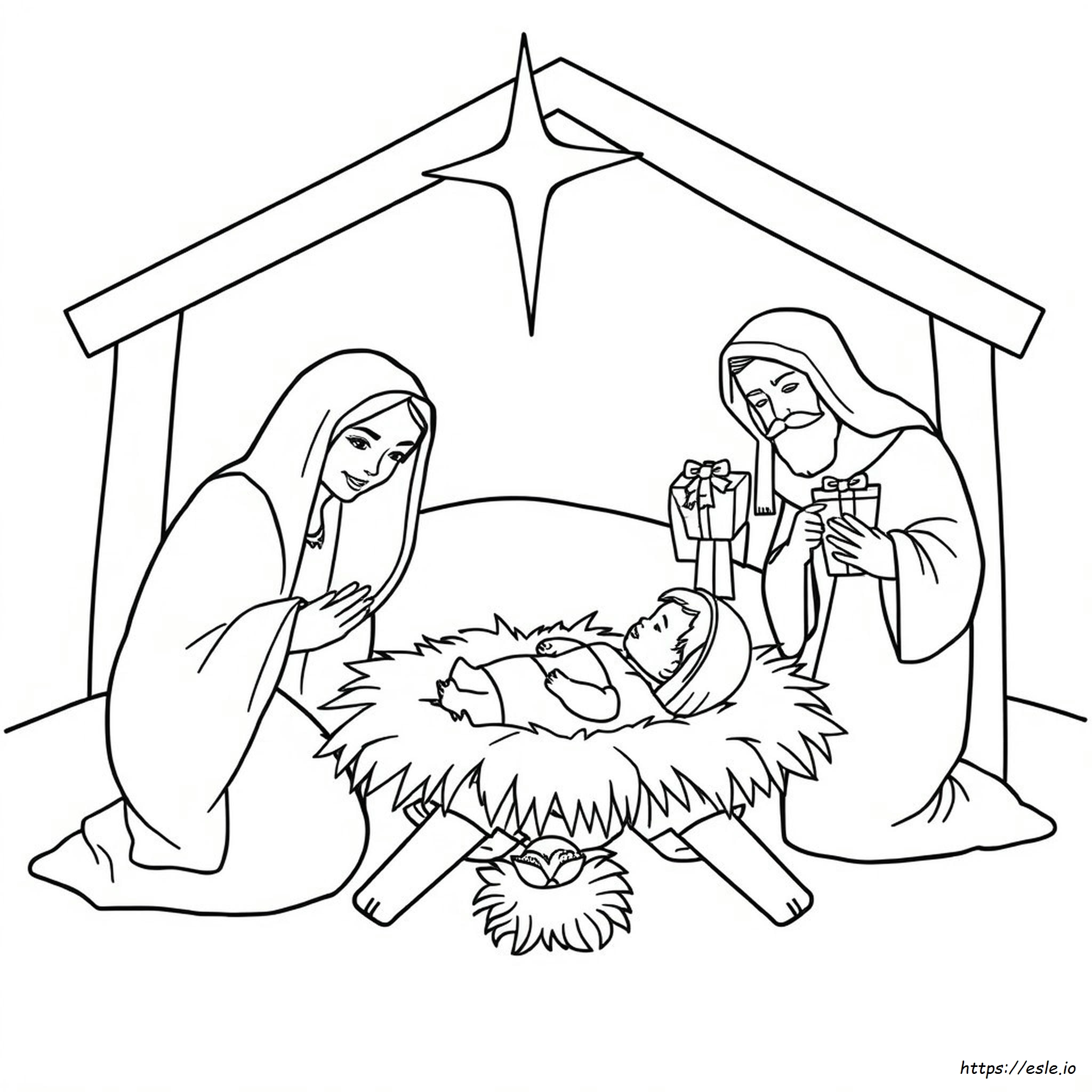 Nativity Scene Colouring Pictures