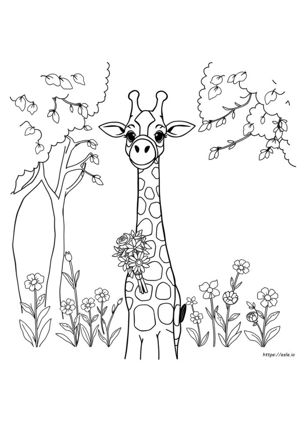 キリンのお面 塗り絵