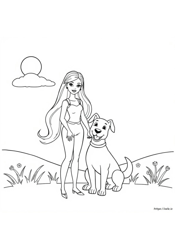 Köpeği Ile Barbie Boyama Sayfaları