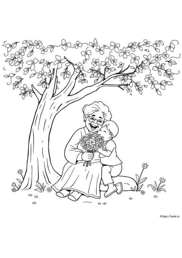 Día De La Abuela Feliz, Páginas Para Colorear