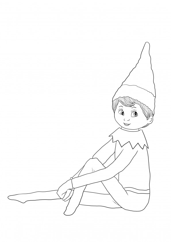 Elf on the Shelf easy to print and color image of this famous Christmas toy
