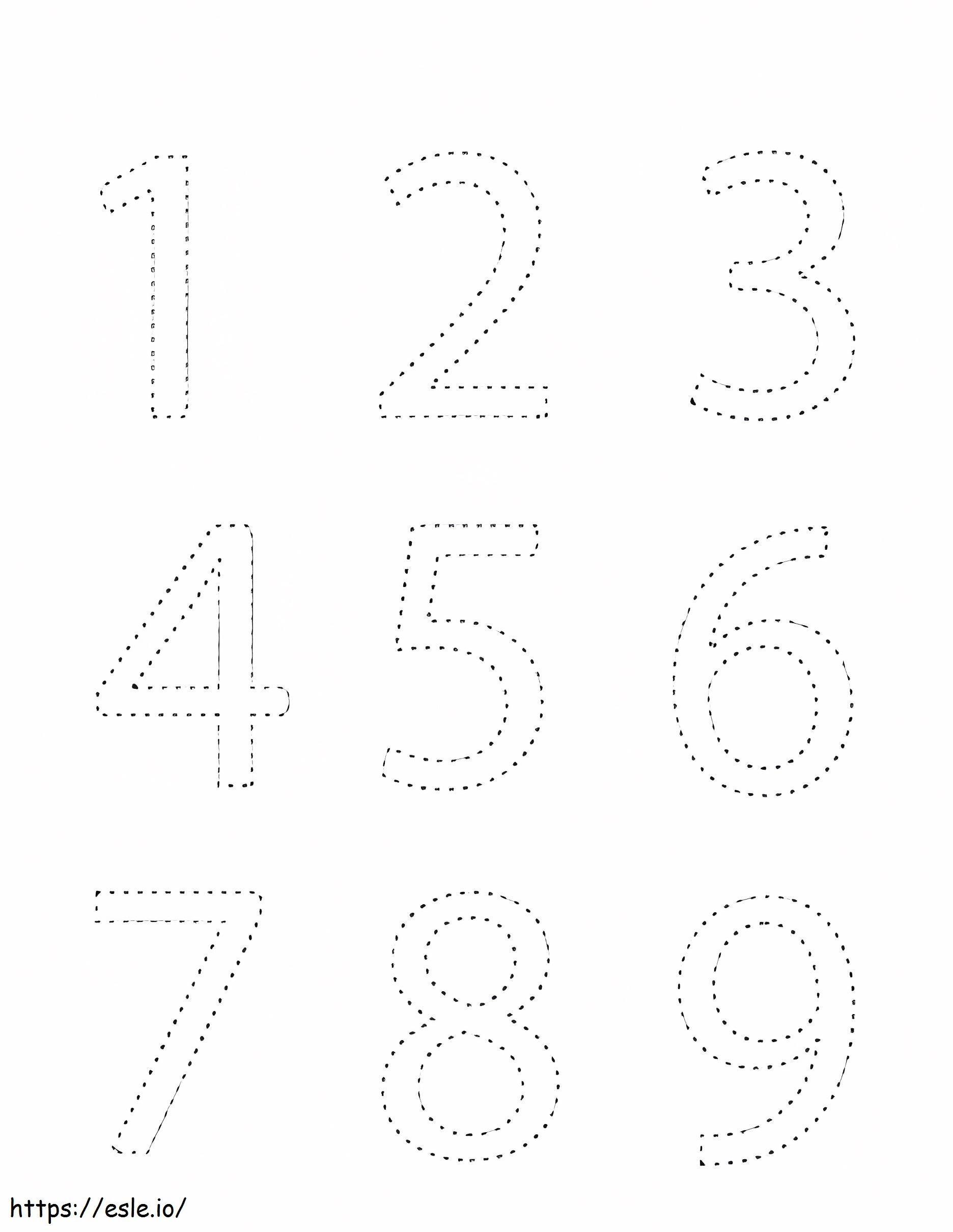 Trace And Color The Numbers coloring page