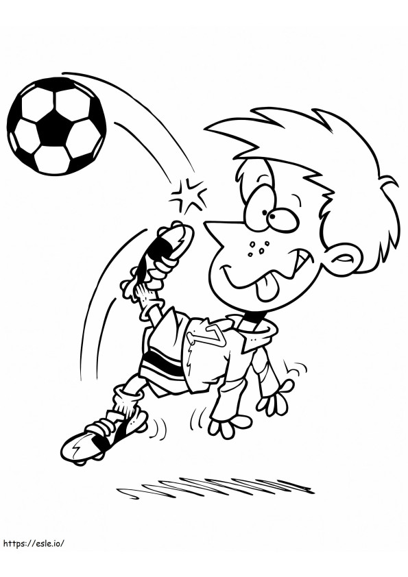 A Funny Boy Playing Soccer coloring page